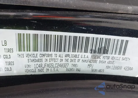 2020 Jeep Grand Cherokee Laredo E 4X4 из США, поврежденный, VIN 1C4RJFAG5LC240327